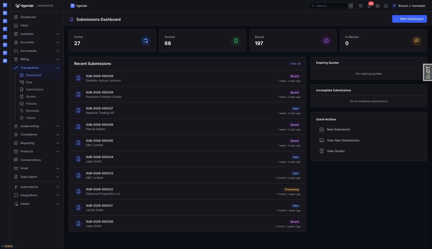tigerpolicies submissions dashboard