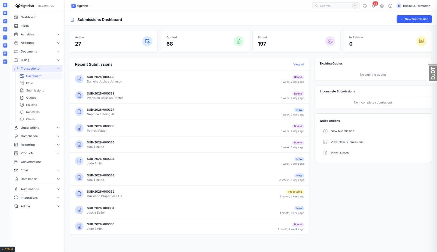 tigerpolicies submissions dashboard